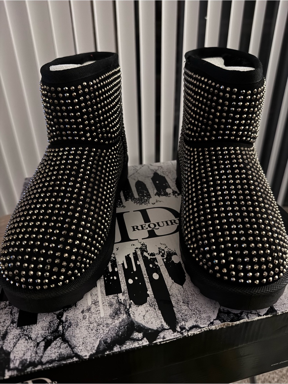 Black Studded Ankle Booties - Luxe Sparkle